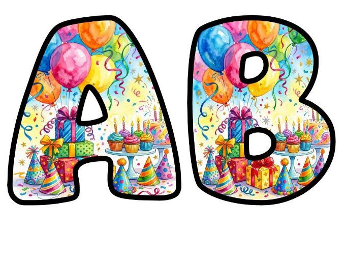 Birthday Party Cupcakes Bubble Letters | Seasonal Bulletin Board Letters | Classroom Display Pack