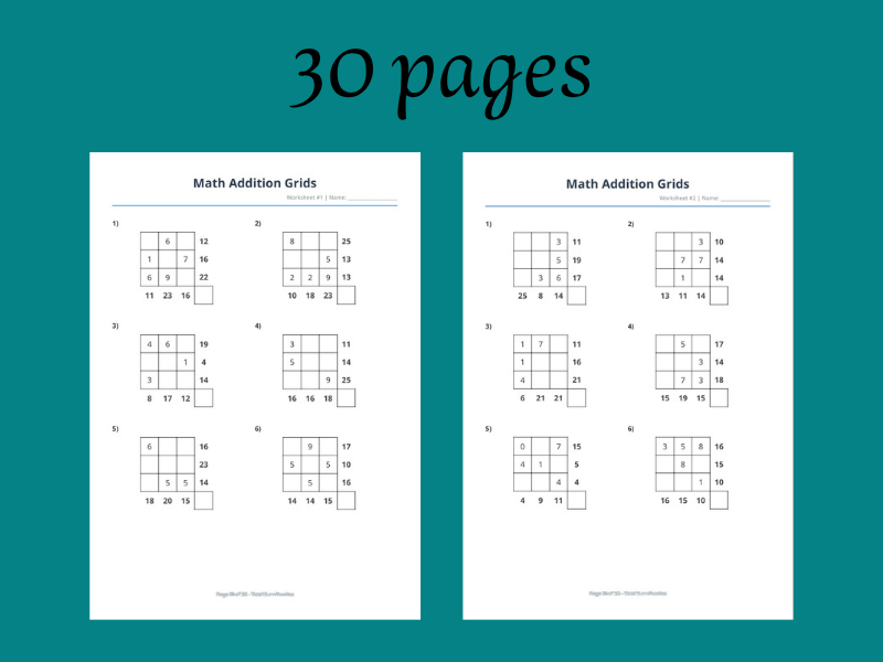 Mental Math Puzzles & Sum Grids (with Answers)