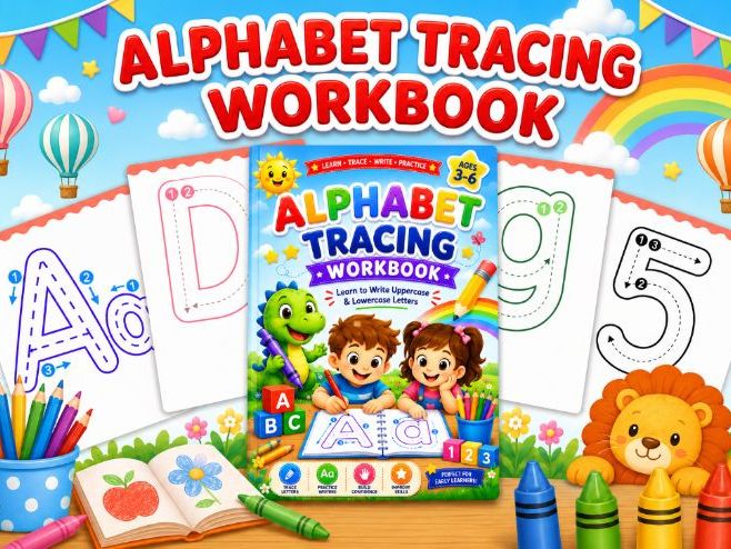 Alphabet Tracing for Kids | Trace Letter Worksheets A-Z. Preschool, Kindergarten