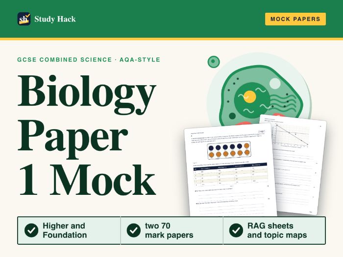 GCSE Combined Science Biology Paper 1 Mock: Higher and Foundation with Mark Schemes (AQA-style)
