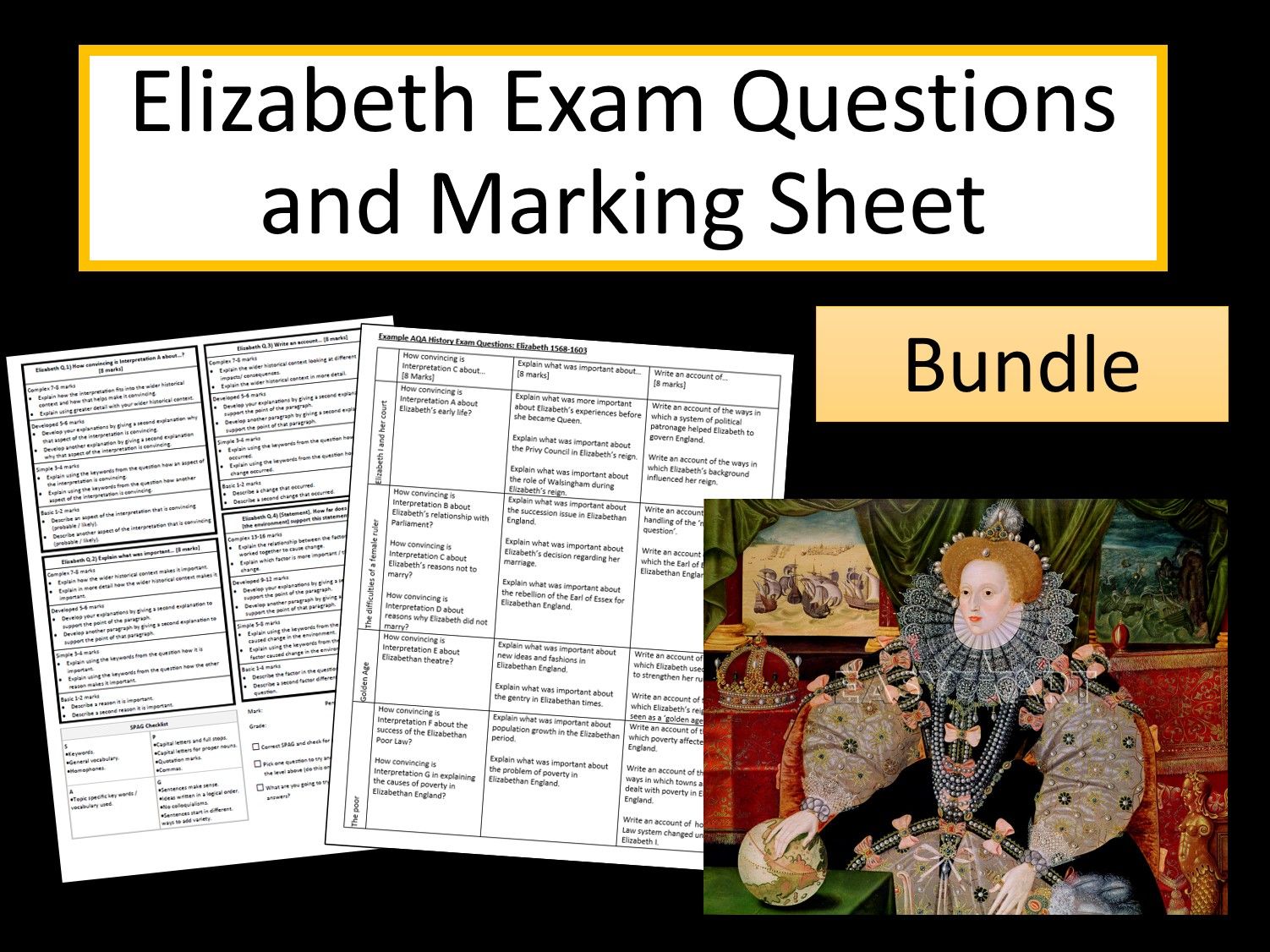 Elizabeth Exam Questions Bundle by historymissp Teaching Resources