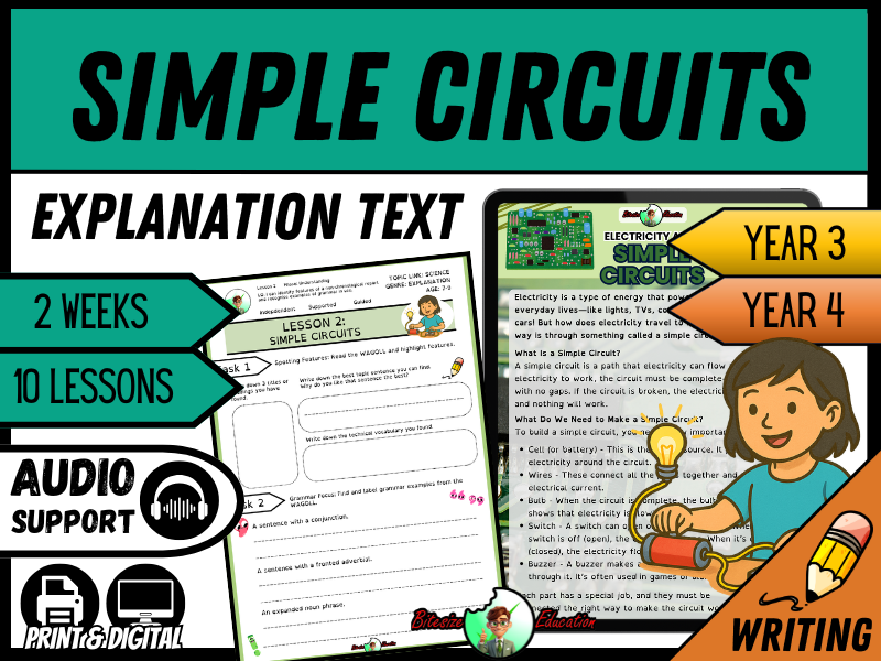 Electricity and Simple Circuits | Explanation Writing Pack | Year 3/4