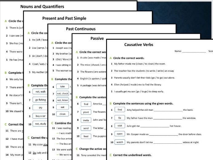 Grammar Test Pack with Answer Keys | Perfect for Placement, Revision & Exams