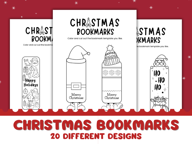 Christmas Coloring Bookmarks - 20 different designs