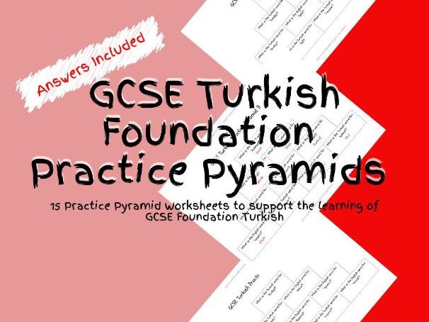 15 GCSE Foundation Level Turkish Practice Pyramid Worksheets PDF