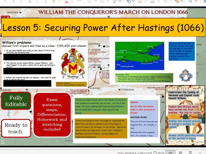 William's problems after the Battle of Hastings