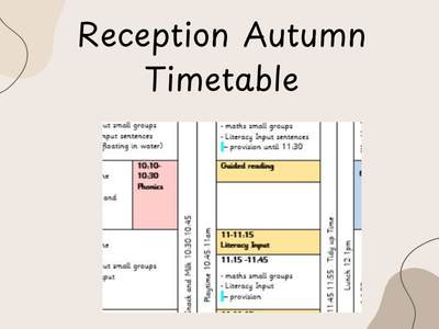 EYFS Reception Autumn Timetable