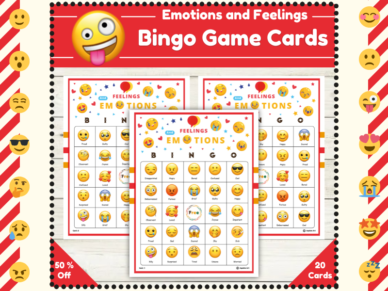 Feelings and Emotions Bingo Game Cards : Emotional Intelligence Challenge