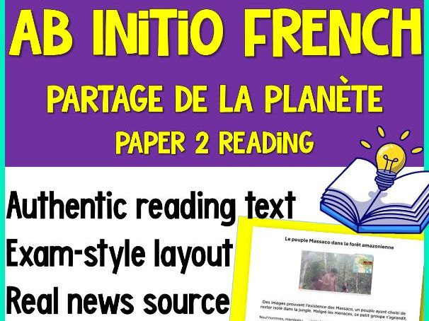 IB French Ab Initio Reading | Exam Practice | Test Prep | Partage de la Planete