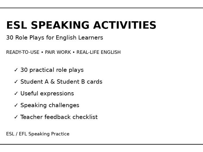 ESL Speaking Activities: 30 Role Plays