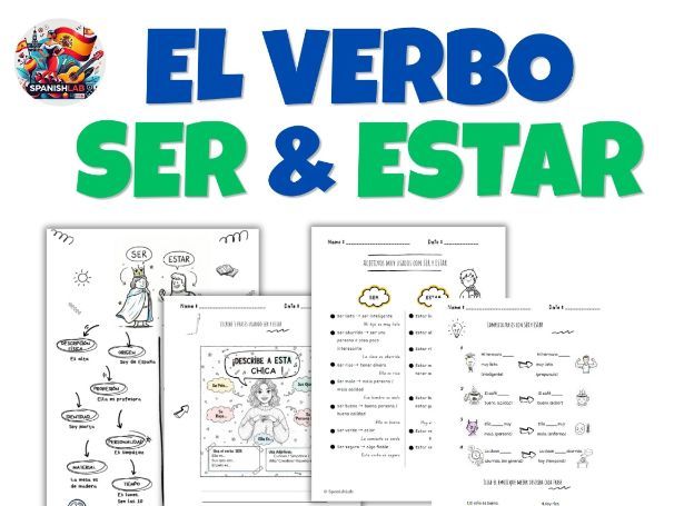 SER vs ESTAR Spanish Grammar Worksheets A1-A2 | Practice & Adjectives