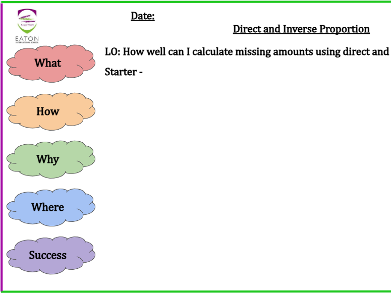 Direct and Indirect Proportion (No K)