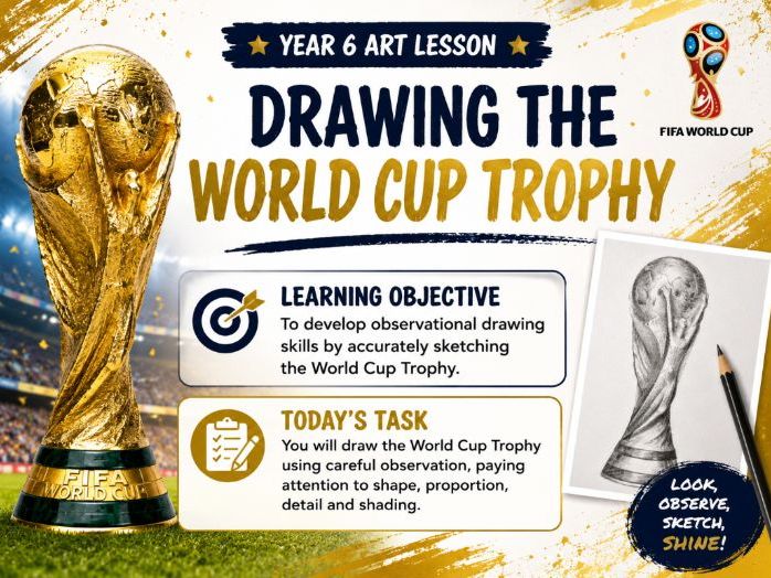 KS2 Sketching the FIFA World Cup Trophy Art Lesson