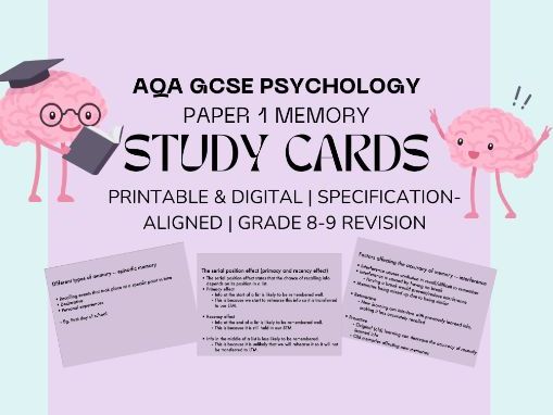 AQA GCSE Psychology – Memory Study Cards