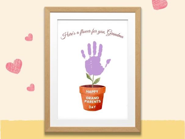 Grandparents Day Grandma Flower Handprint Craft | Printable Keepsake