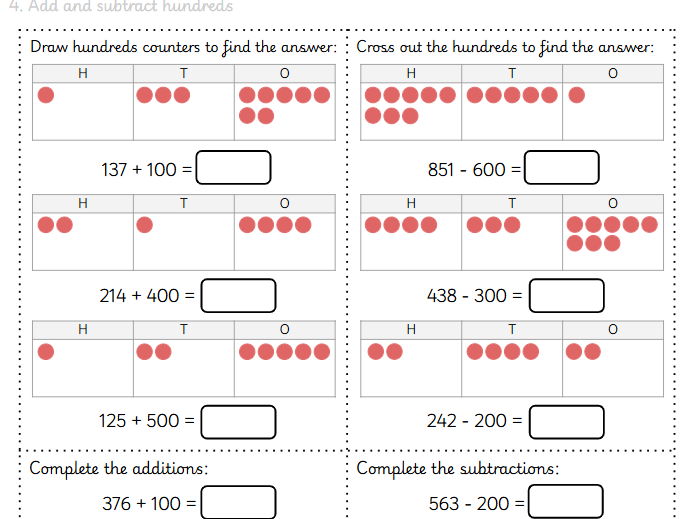 Add and Subtract Hundreds Worksheet