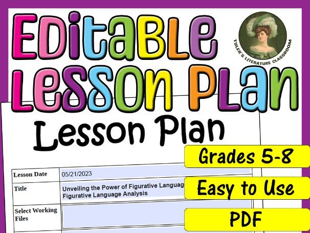 Figurative Language : Editable Lesson Plan for Middle School