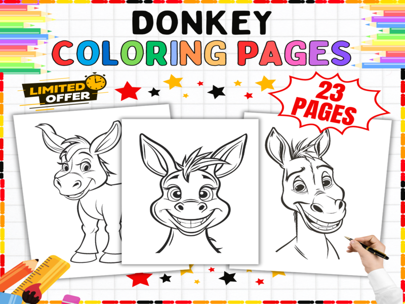Donkey Colouring Pages | 23 Farm Animal Worksheets - Printable Art Activities for Children