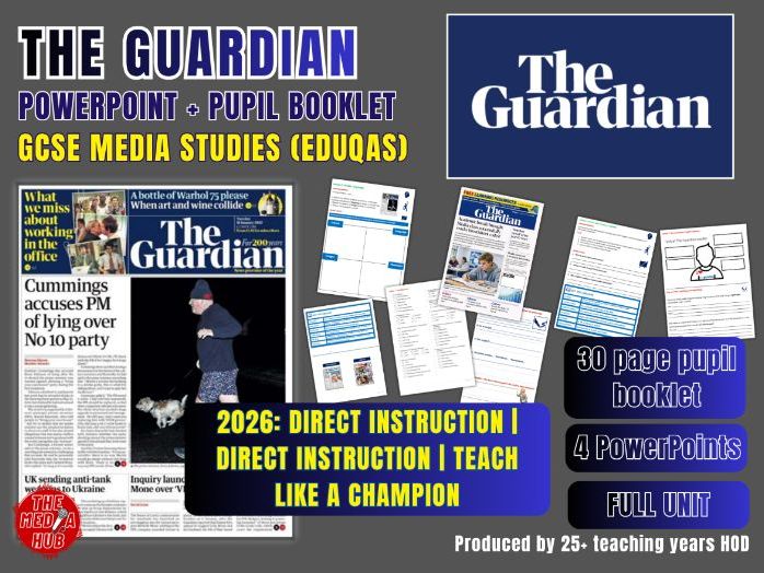 The Guardian GCSE Media Studies Scheme of Work | Eduqas Component 1 | Complete Teaching Resource | P