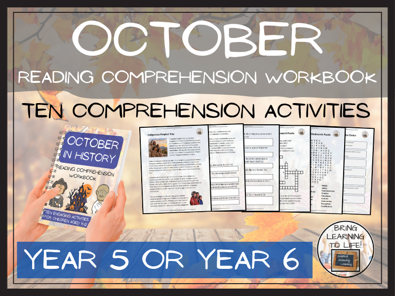 October in History Reading Comprehension Workbook | Year 5 or Year 6