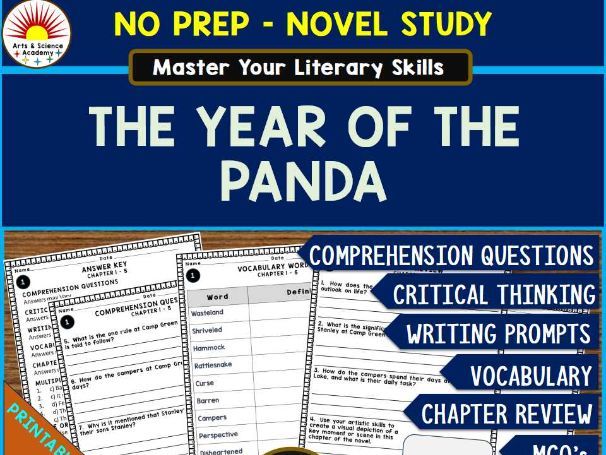 THE YEAR OF THE PANDA Novel Study Comprehension, Critical Thinking, Vocab, MCQs, True or False, Writ