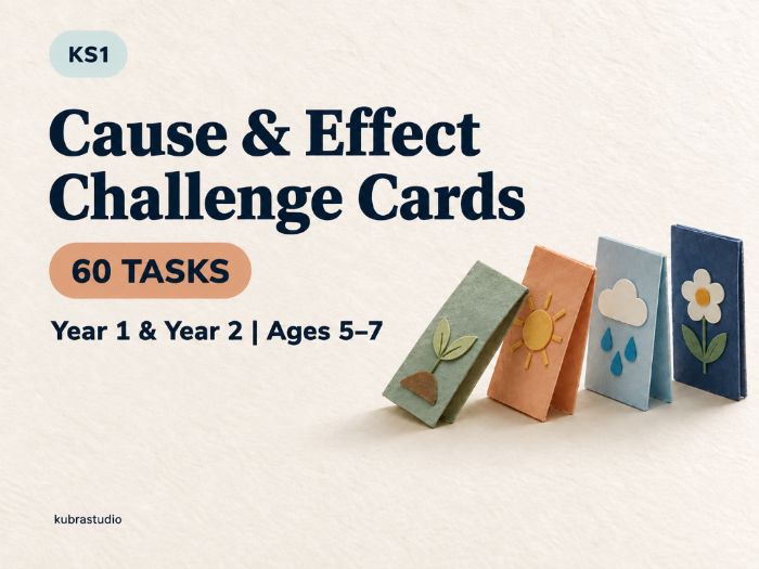 KS1 Cause and Effect Challenge Cards – 60 Tasks