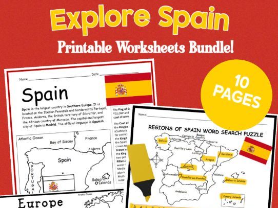 Spain Country and Regions | Printable Geography & Map Skills Worksheets