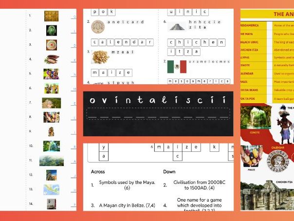 KS2 Maya Civilisation - Key Terms and Worksheets