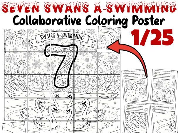Seven Swans a-Swimming Collaborative Poster | 12 Days of Christmas Winter Art