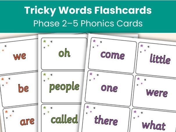 Tricky Words Flashcards | Phase 2–5 Phonics Word Cards | 41 Printable Cards