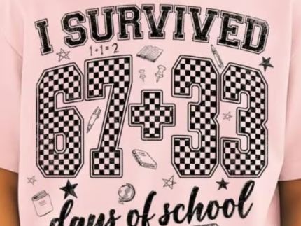 I Survived 100th Day of School Funny Six Seven Meme Checkered Design