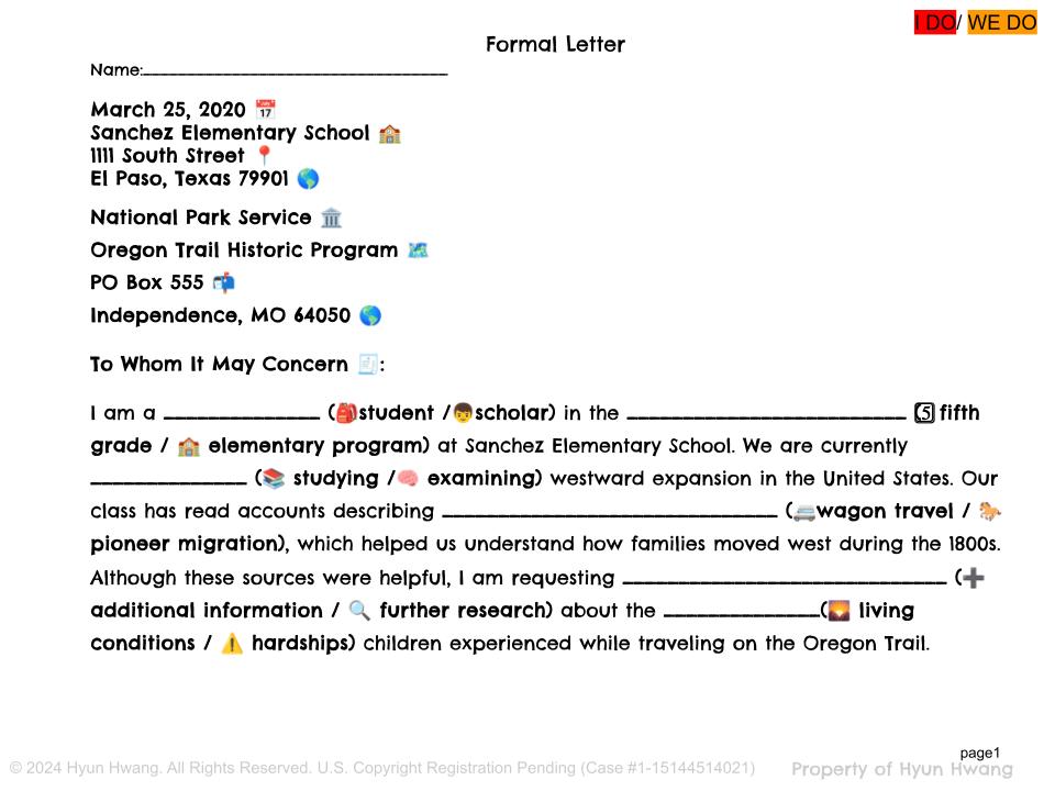 Grade 5 Writing | Formal Letter: Requesting Information & Oregon Trail Inquiry (Module 4)