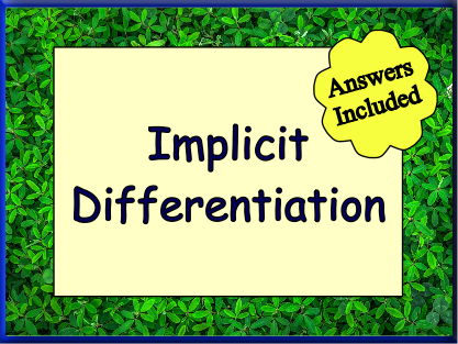 Implicit Differentiation Worksheet + Answers