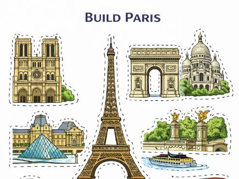 Cut and Paste Paris, France Fine Motor Skills