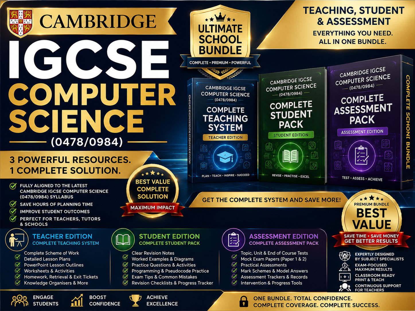 Cambridge IGCSE Computer Science (0478/0984) Ultimate School Bundle | Teaching, Student & Assessment