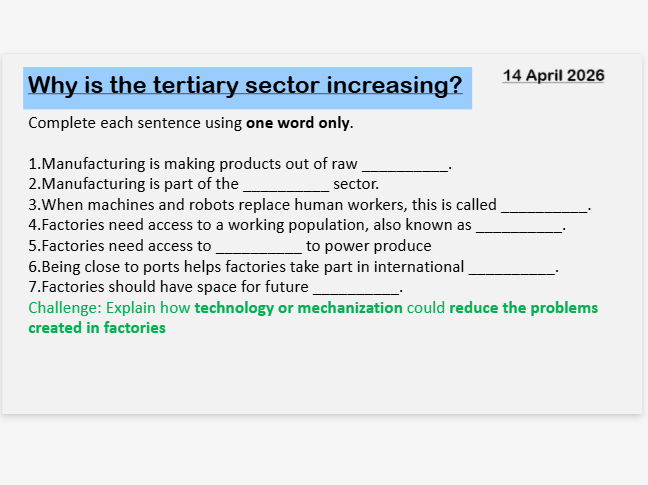 Why is the tertiary sector increasing?