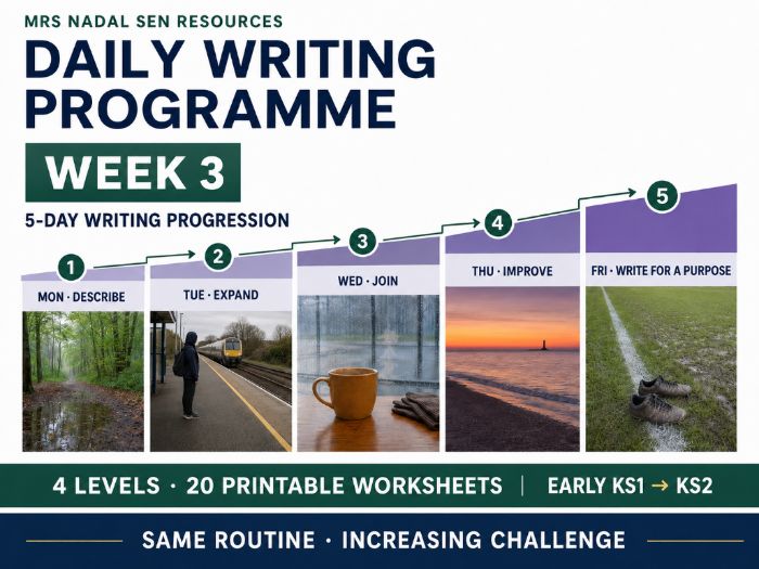 Daily Writing Programme – Week 3 | 5-Day SEN Picture Writing | 4 Levels