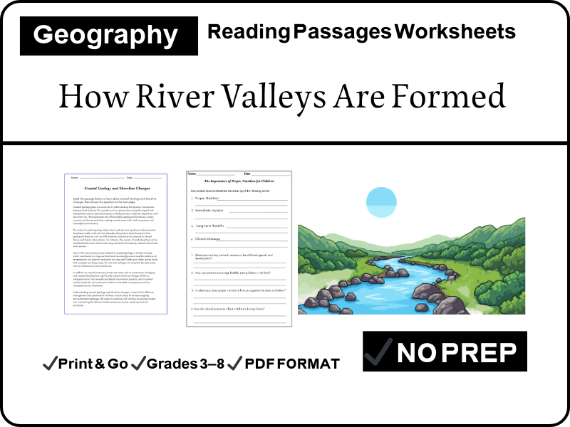 How River Valleys Are Formed — Reading Comprehension Worksheet