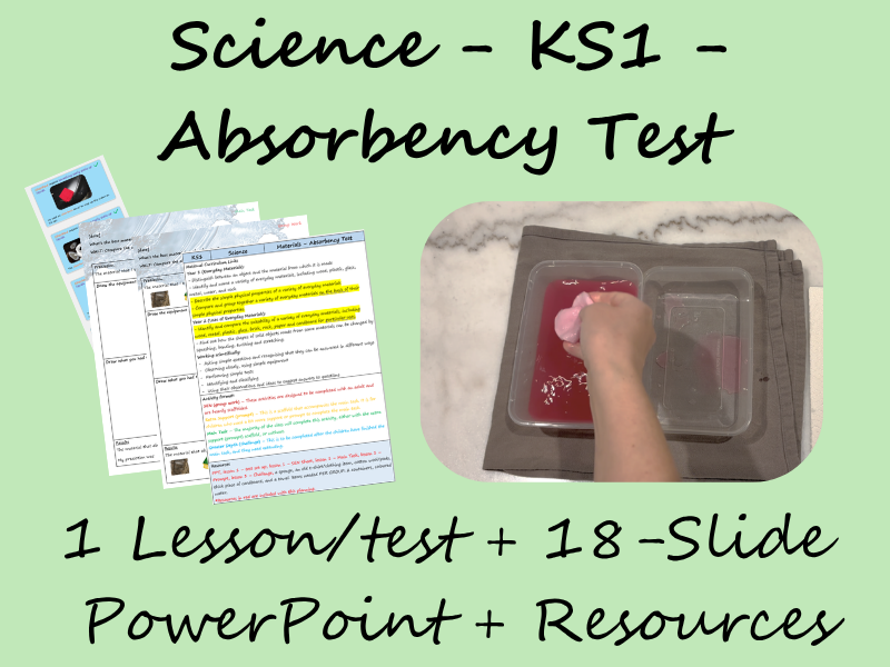 Science - KS1 - Absorbency Test (1 Lesson + PowerPoint)