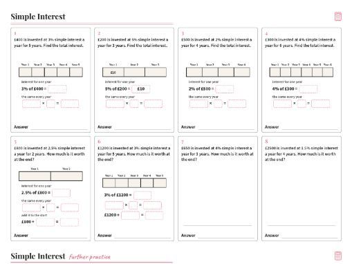 Simple Interest Worksheet GCSE Maths