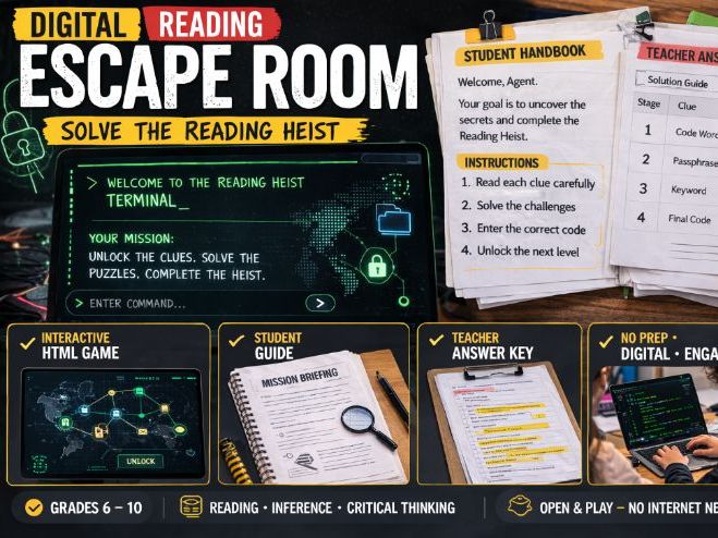 The Reading Heist: Digital Escape Room Reading Comprehension | KS3