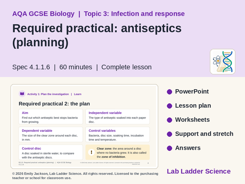 B3-10 Antisceptics Required Practical: AQA GCSE Biology