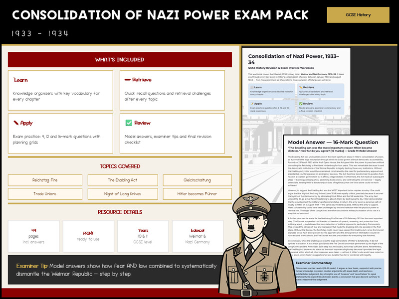 GCSE History Nazi Germany Exam Practice Workbook | 4, 12 & 16 Mark Questions with Model Answers