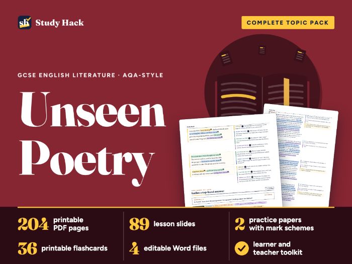 GCSE English Literature Unseen Poetry: AQA-style poems, comparison questions and model answers