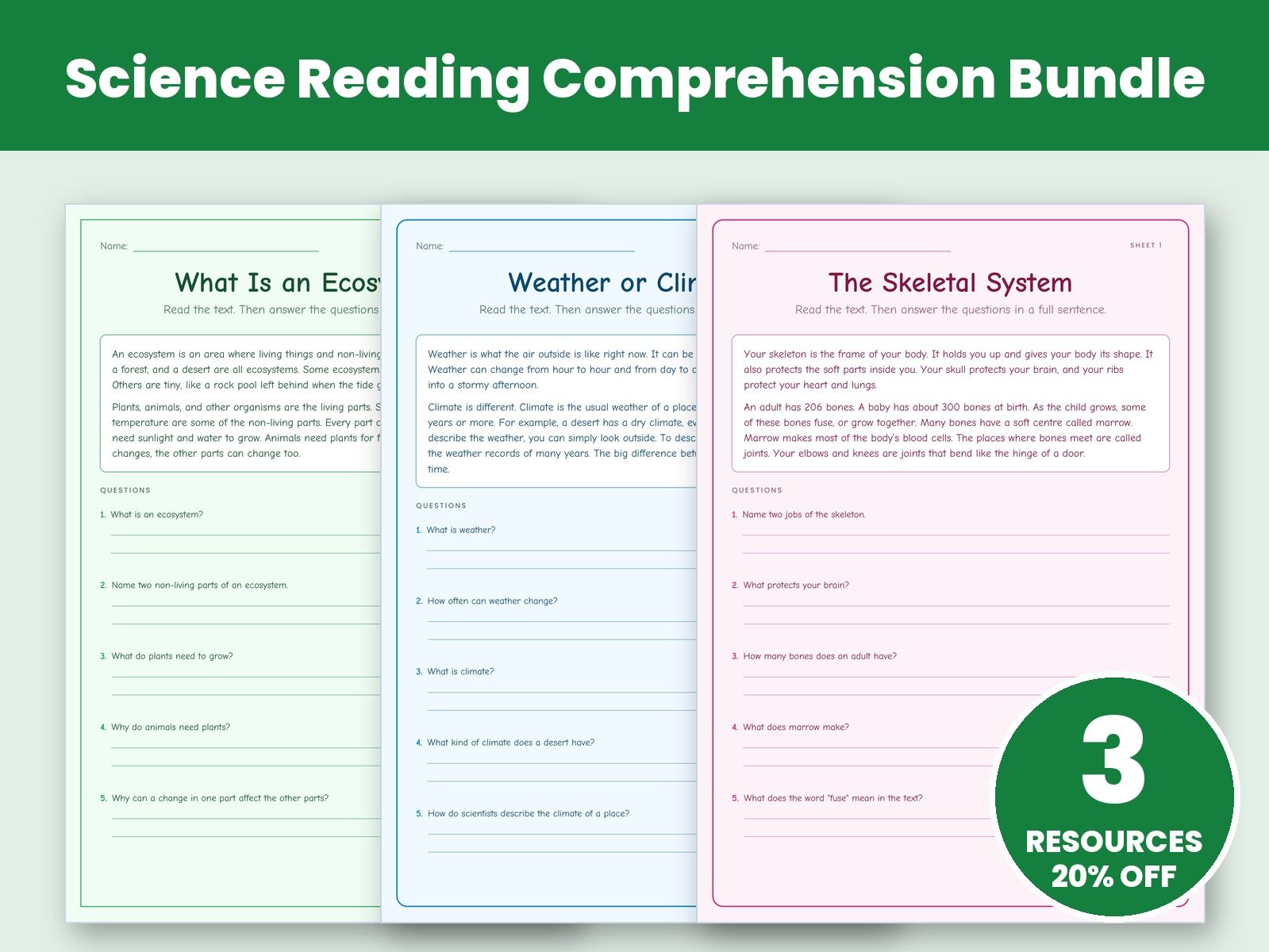 Science Reading Comprehension Bundle
