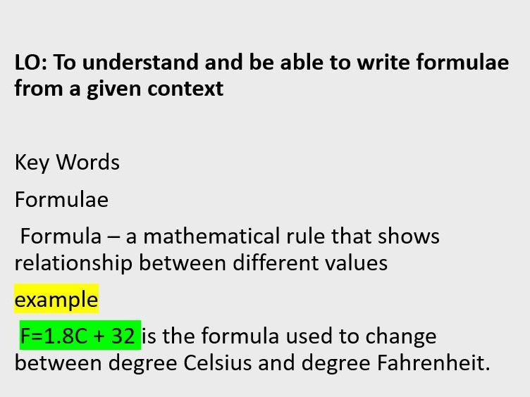 Writing Formulae