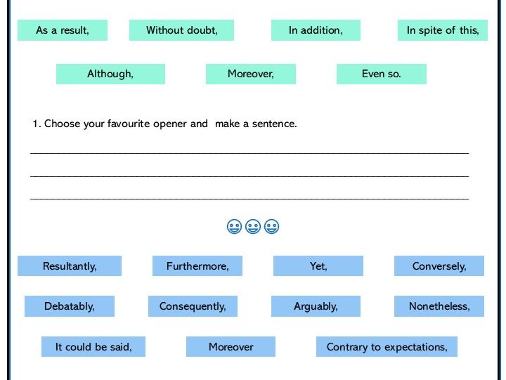 Sentence Openers instead of "But", "And" or "So"