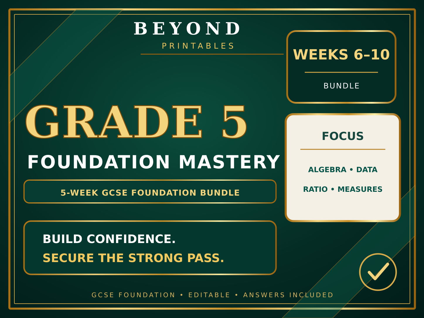 Grade 5 GCSE Foundation Mastery Bundle | Weeks 6–10 | 50 Questions + Answers
