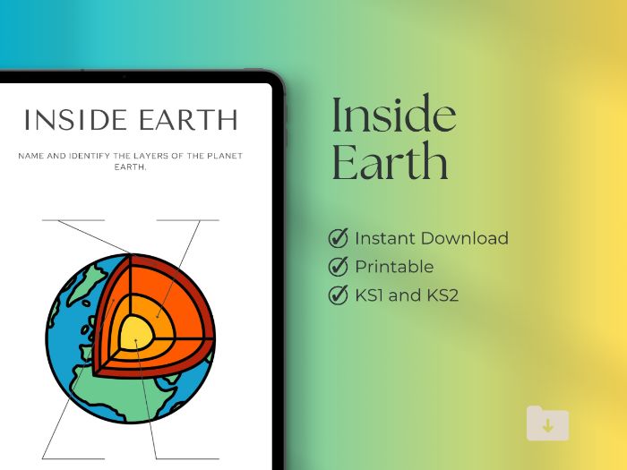 Inside Earth | Label Earth's Layers Worksheet | KS1 KS2 Science