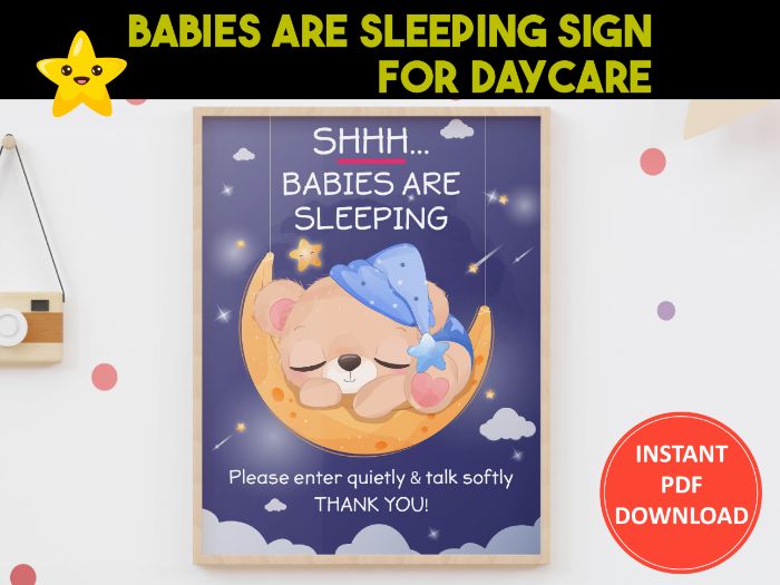 Cute Babies Are Sleeping Sign | Printable Be Quiet Naptime Poster For Daycare